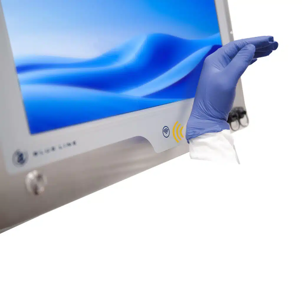 Integrated Nymi reader for 21.5” HMI Monitor for Cleanroom – in wall