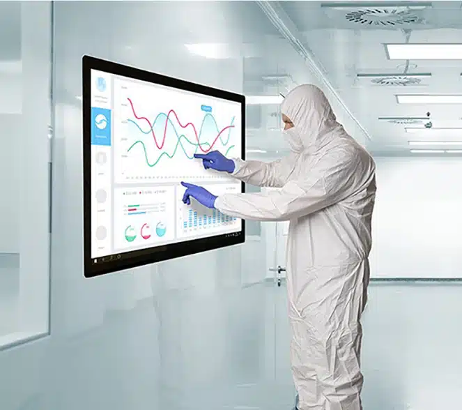 Blue Line monitor in cleanroom wall