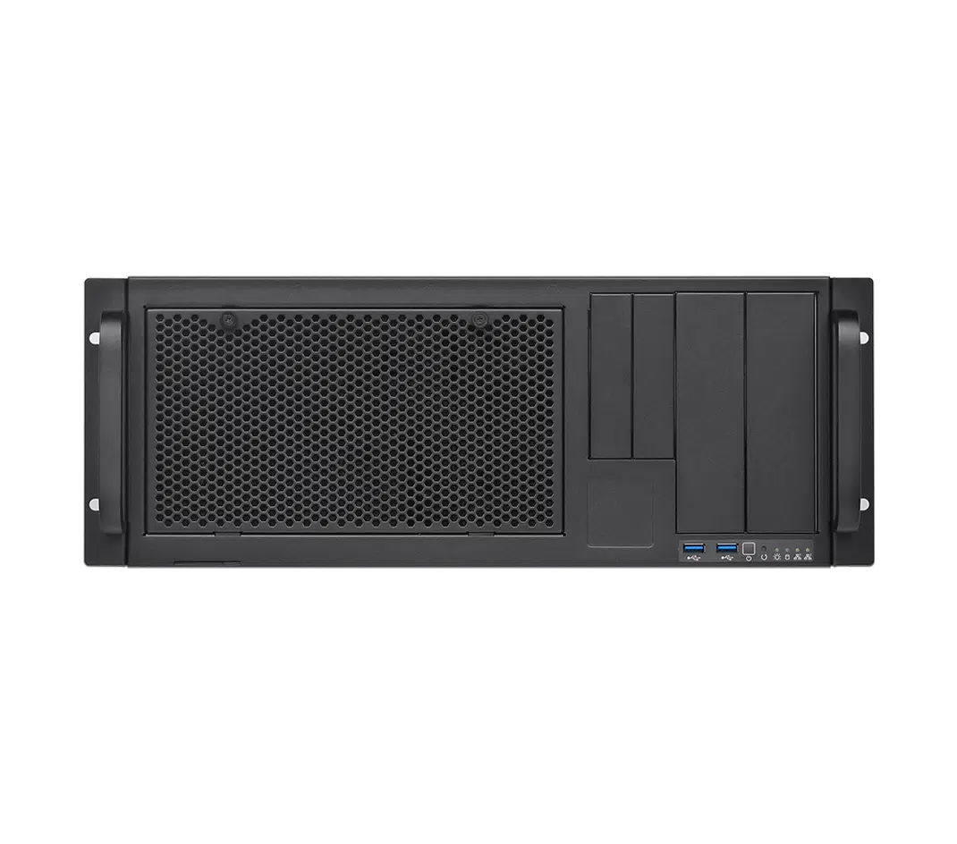 A black and grey server. The server has two handles extending from the end.