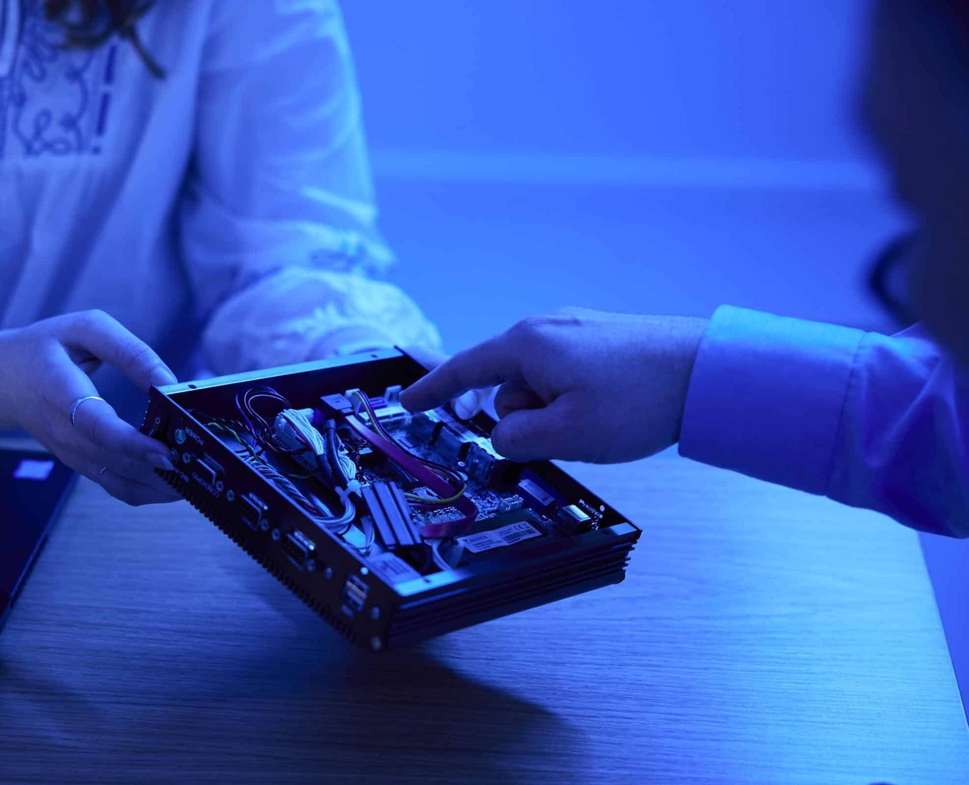 Customer solutions. in blue environment in Blue Line. IT Hardware