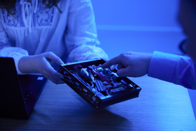 Customer solutions. in blue environment in Blue Line. IT Hardware